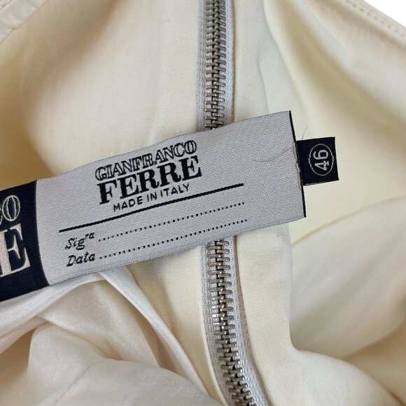 Gianfranco Ferre Italy Off Shoulder Fringe Buttoned Jacket Cream Size 46 US 10 - Picture 14 of 16